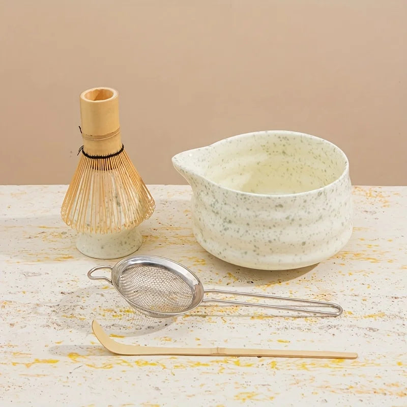 Matcha Kit Spotted Green Ceramic 5Pc Japanese Tea Gift