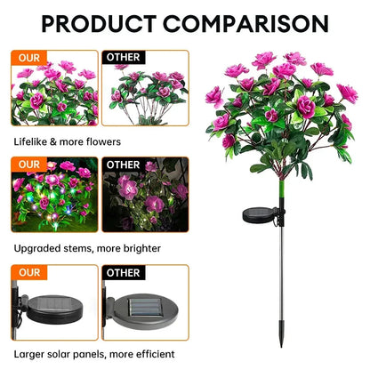 Flower Solar Lights Garden Decor LED Azalea Flowers Outdoor Yard Path Lighting 2026 Holiday Decor Gift Idea