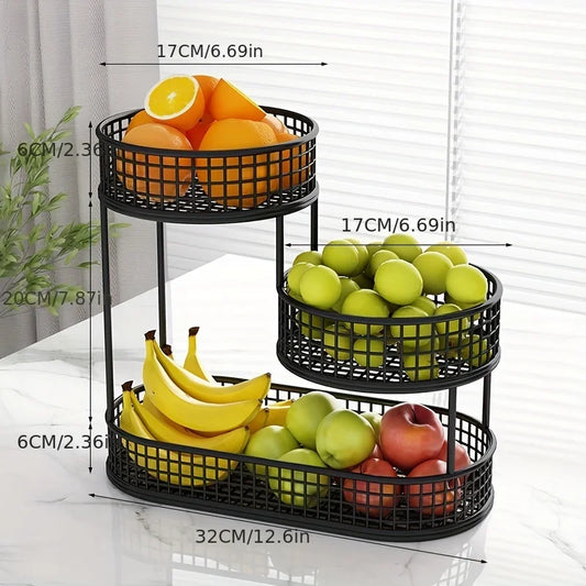 Fruit Basket Stand Three Tier Stainless Steel Mesh Organizer Fall 2026 Household Decor Space Saving