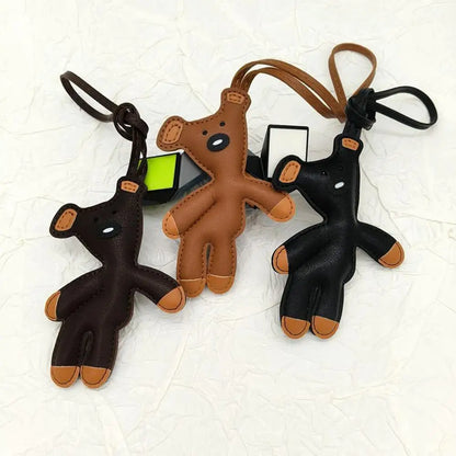 Keychain Bear PU Leather Mini Bag Charm Cute Gift Accessory