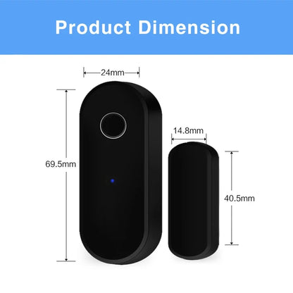 Tuya Smart Zigbee Door Sensor - Black Window Detector for Household Security System with Smart Life APP