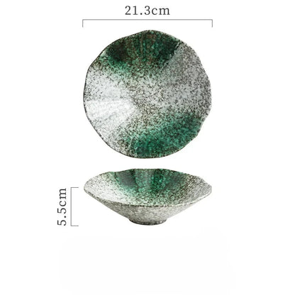 Ceramic Japanese Noodle Bowl Lotus Pattern Salad Bowl