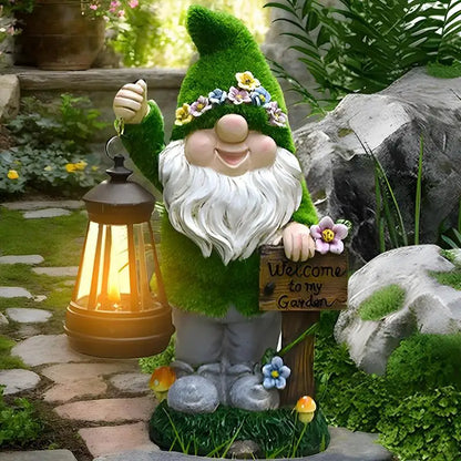 Garden Solar Gnomes With Lantern Outdoor Garden Statue Spring 2026 Trend Solar Powered Lighting