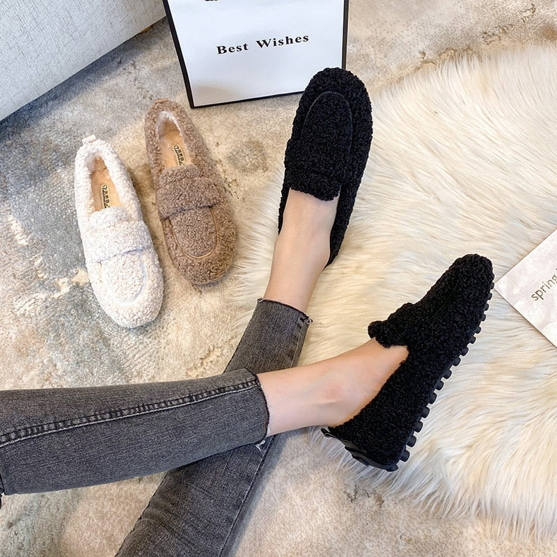 Plush Slip-On Shoes with Non-Slip Sole for Comfort and Style, Warm Indoor Footwear, Lightweight Casual Shoes-2