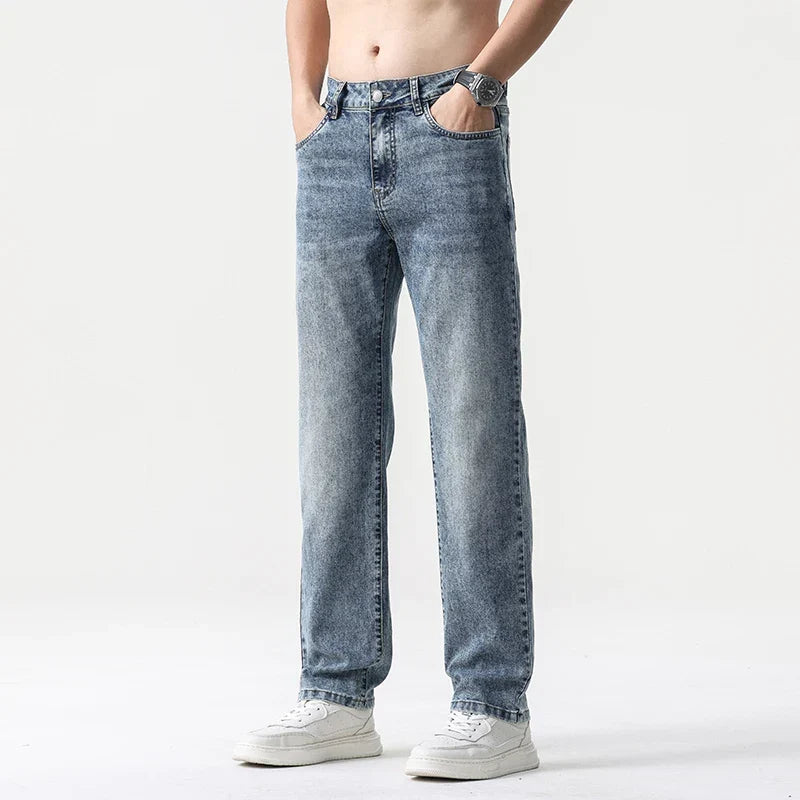 Men’s Oversized Wide Leg Jeans - Straight Lyocell, Casual