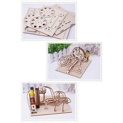 Run Marble Wooden 3D Mechanical Puzzle Kit Gear Driven Track STEM Toy Back To School 2025 Educational Gift