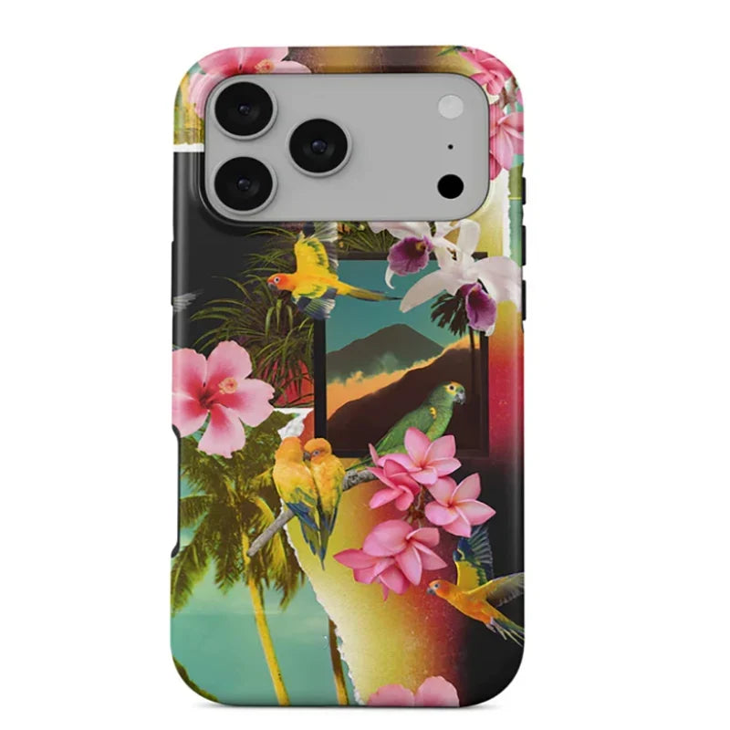 Ocean Tropical Double-Layer iPhone Case - PC TPU Cartoon Design Washable Cover for iPhone 11 to 17