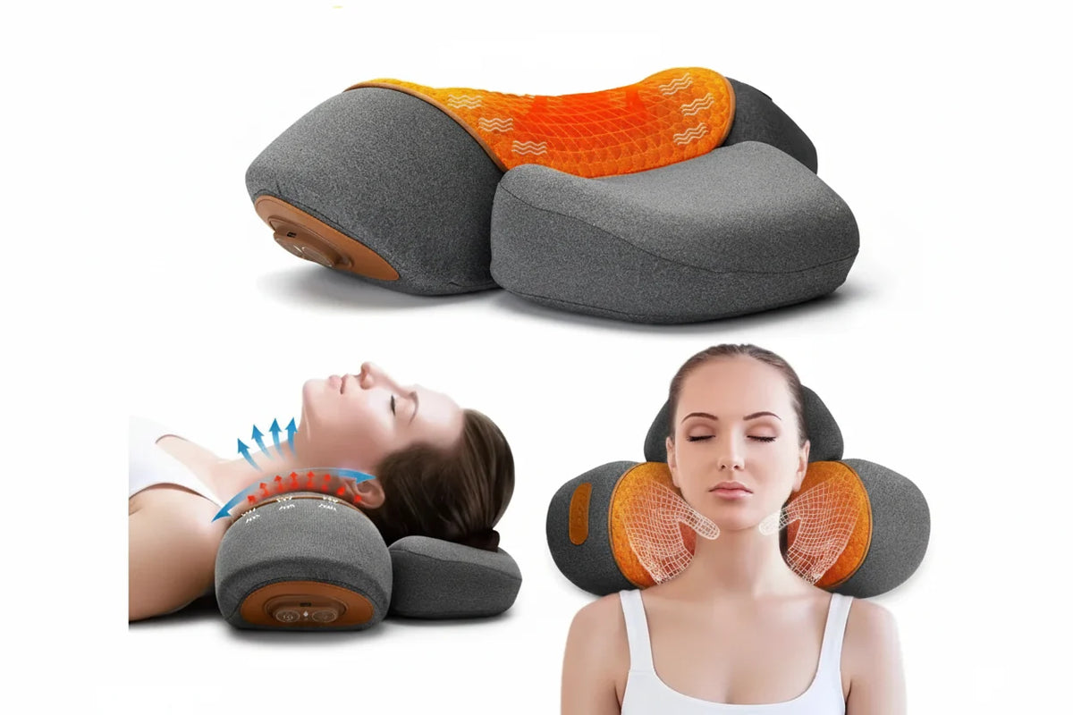 Massager Neck Pillow With Heat And Vibration - Viral Trend Cervical Therapy For Neck And Shoulder Relief, Hot Compress