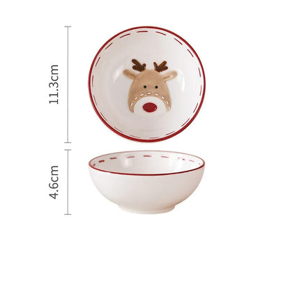 Christmas Ceramic Santa Bowl Scandinavian Holiday Breakfast Bowl