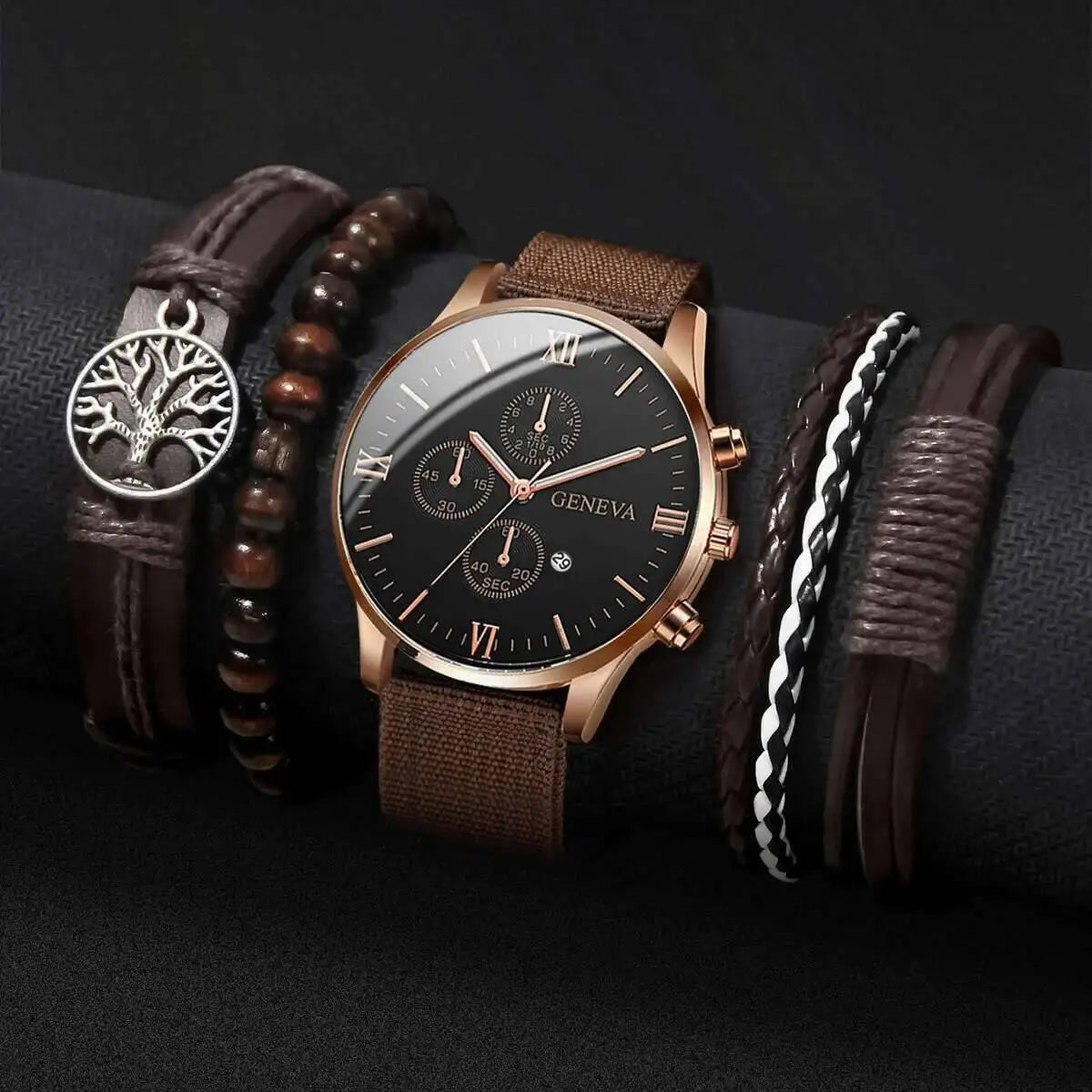 Quartz Watch And Bracelet Kit Nylon Band Casual Gift