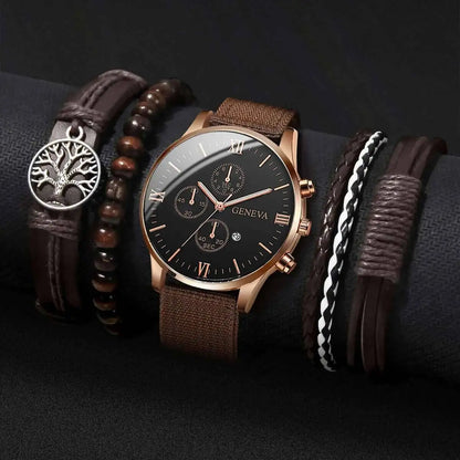 Quartz Watch And Bracelet Kit Nylon Band Casual Gift