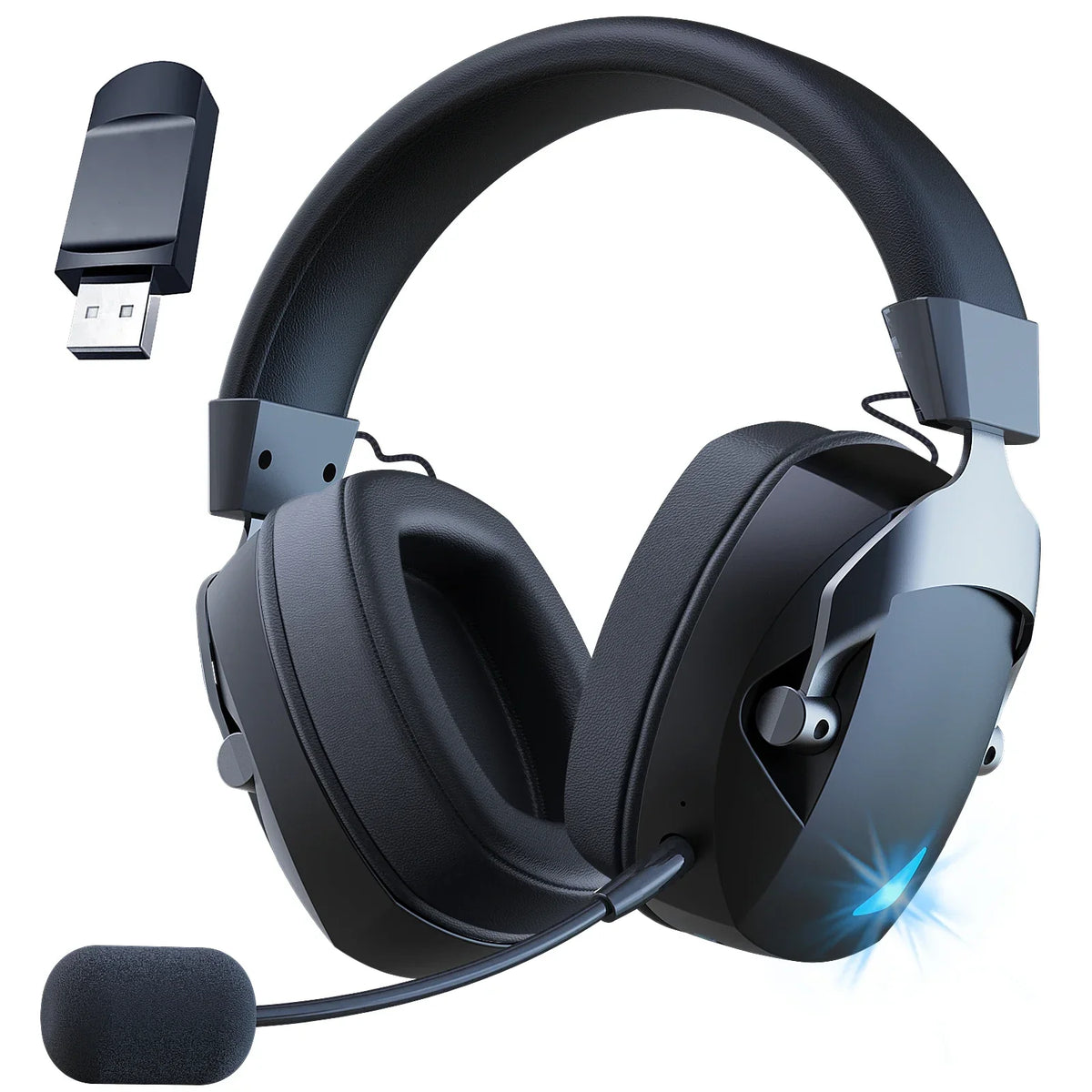 Cordless Gaming Headset Detachable Mic Multi Mode Comfort