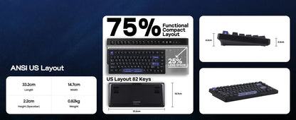 Keyboard Mechanical 75 Percent Hot Swap Gasket Mount Wired