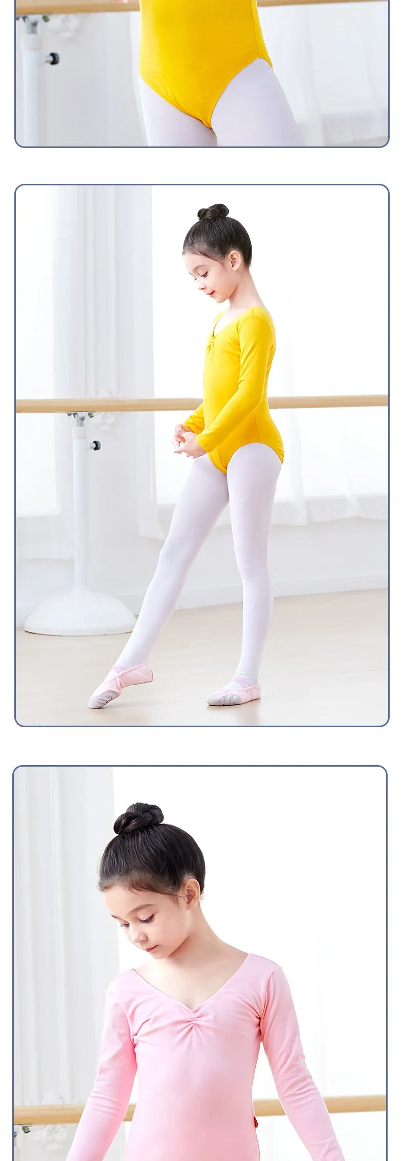Long Sleeve, Chest-Drawstring, Cotton, For Dance Class – Plush Girls Ballet Leotard