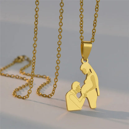 Mother's Day Gift Children Family Stainless Steel Jewelry – Silver Stainless Steel Mother & Kids Pendant Necklace