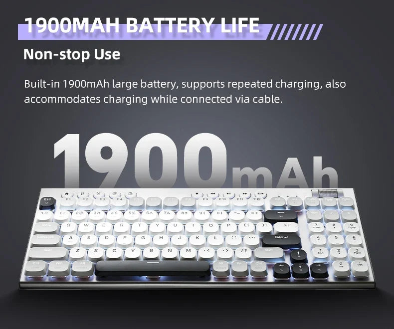 Cordless Low Profile Mechanical Keyboard 98 Keys PBT