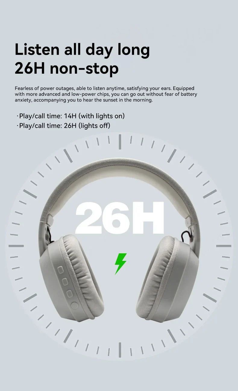 Gaming Headset Bluetooth 5.4 Cordless RGB Low Latency
