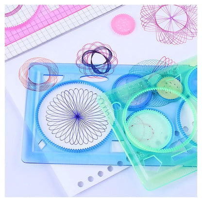 Creative Kids Geometry Spirograph Stencils Kit - 4 Flower Drawing Templates, Educational Art Tools for School Supplies in Vibrant Colors