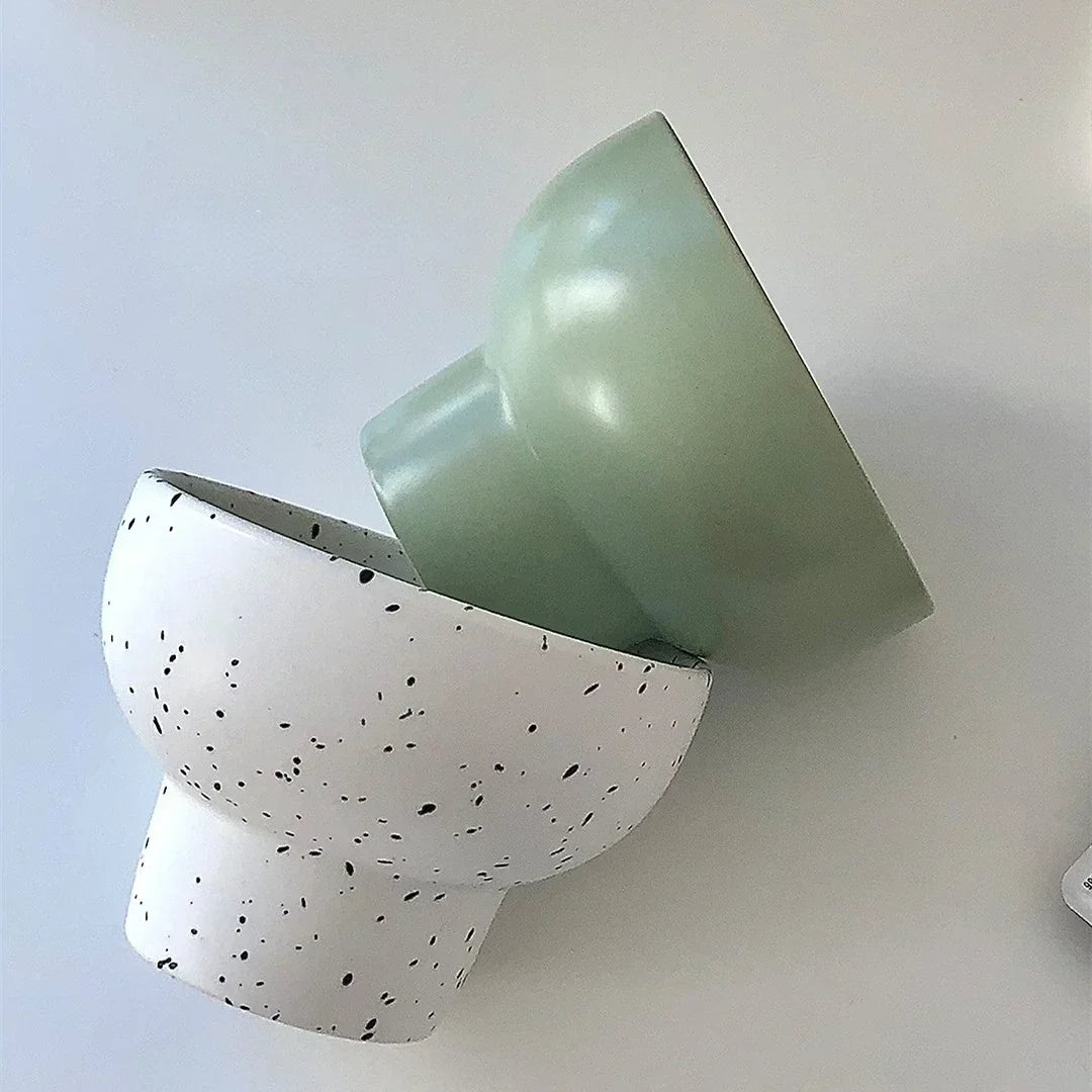 Bowl Ceramic 4 Inch Speckled White Retro Microwave Safe