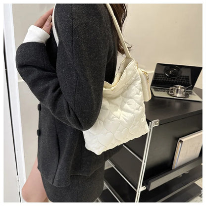 padded square shoulder bag, polyester, casual everyday – Cozy women's quilted tote