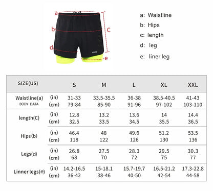 men's Stretchy 2-in-1 running shorts - longer liner, polyester blend, for jogging and gym
