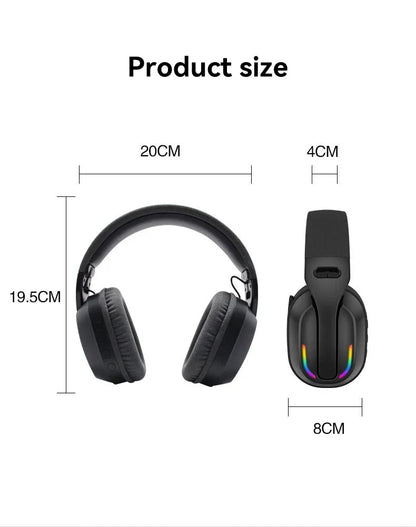 Gaming Headset Bluetooth 5.4 Cordless RGB Low Latency