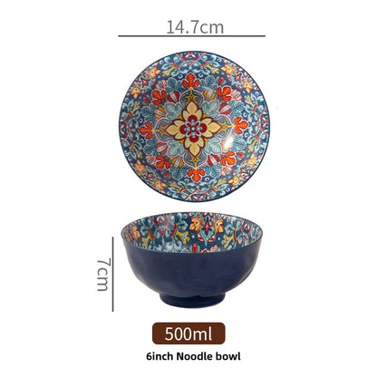 Ceramic Bohemian Rice Bowl Retro Noodle Bowl Kitchen Gift