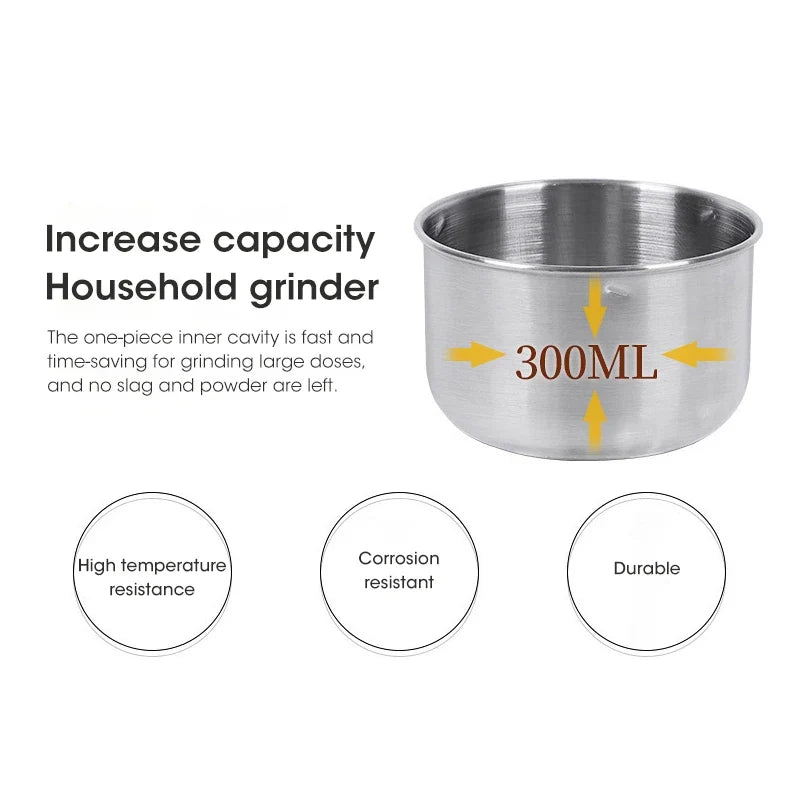 Coffee Grinder Mini Motor-Driven Stainless Ultrafine 300ml