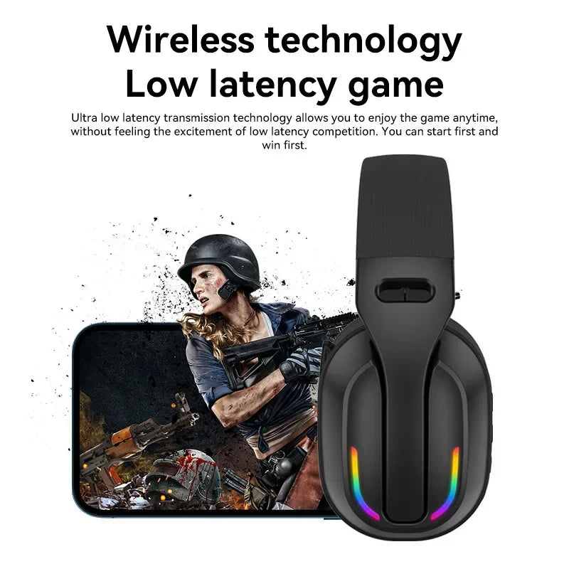 Gaming Headset Bluetooth 5.4 Cordless RGB Low Latency