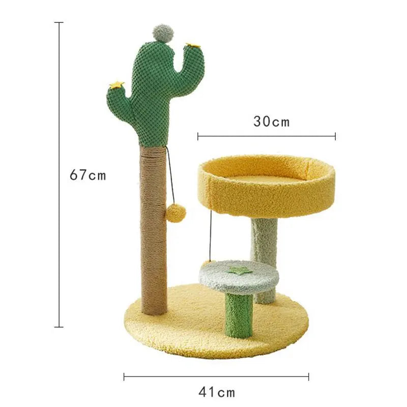Tree Cat Cactus Style Sisal Tower Three Tier Scratching Post Cat Condo Fall 2025 Cozy Perches Gift