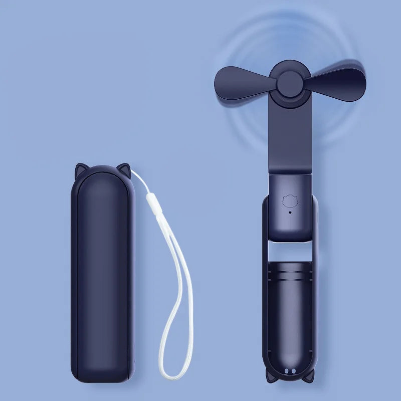 Hook Designer Travel-Friendly Mini Hand-Held Fan - USB Battery-Powered Personal Fan with Powerful Turbo Wind