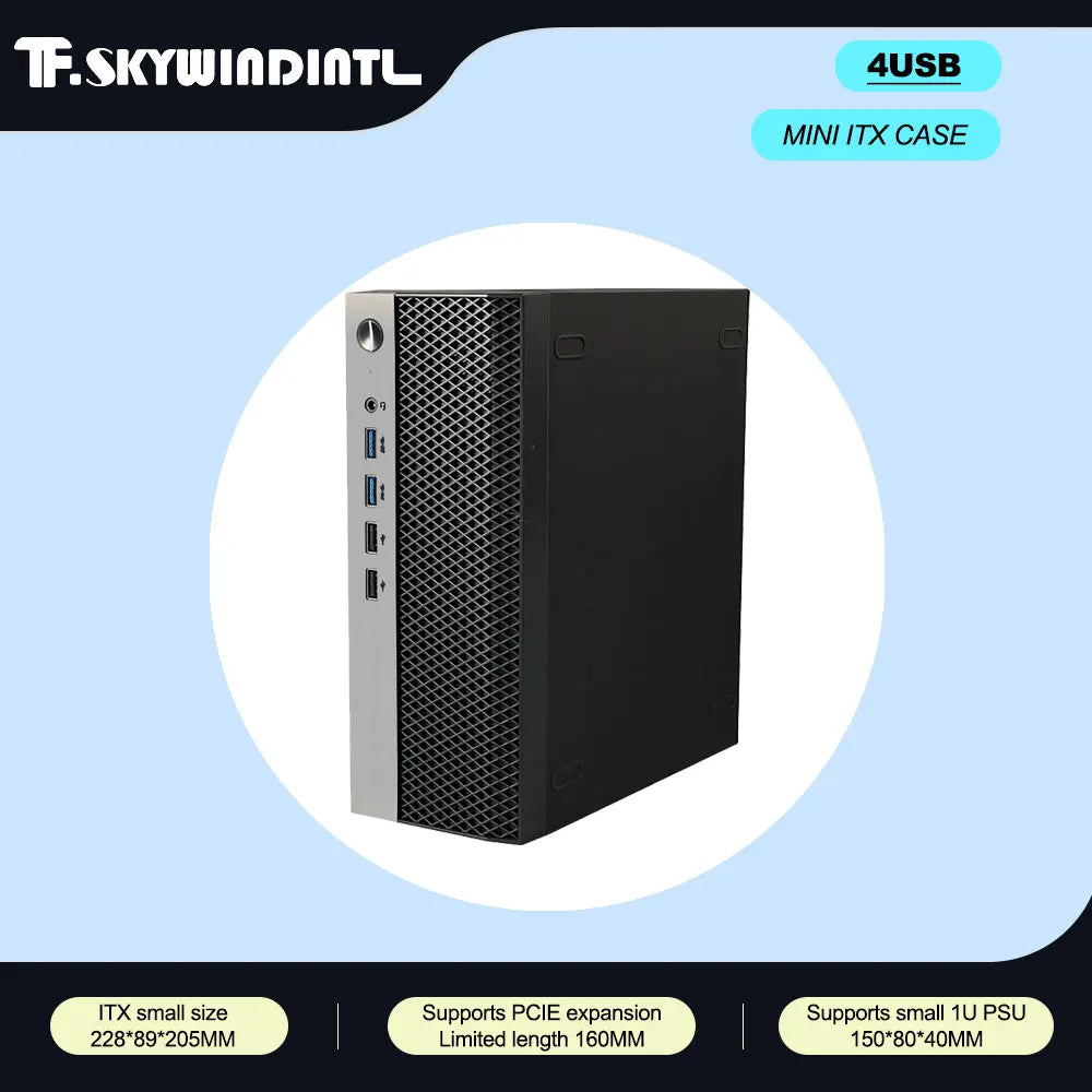 Mini ITX HTPC Case 1U PSU Support Mesh Travel-Friendly Household Theater