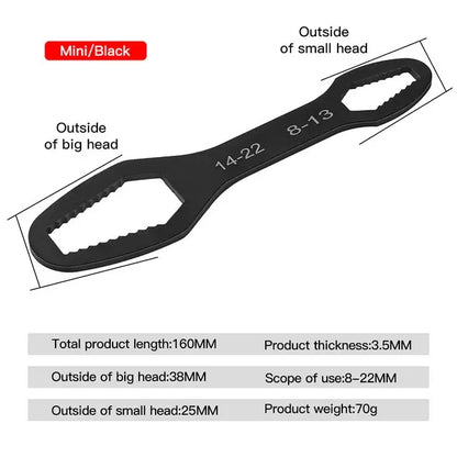 Flexible Torx Wrench Device Kit - 8-22mm Double-Head Spanner for Household Tools and Repairs
