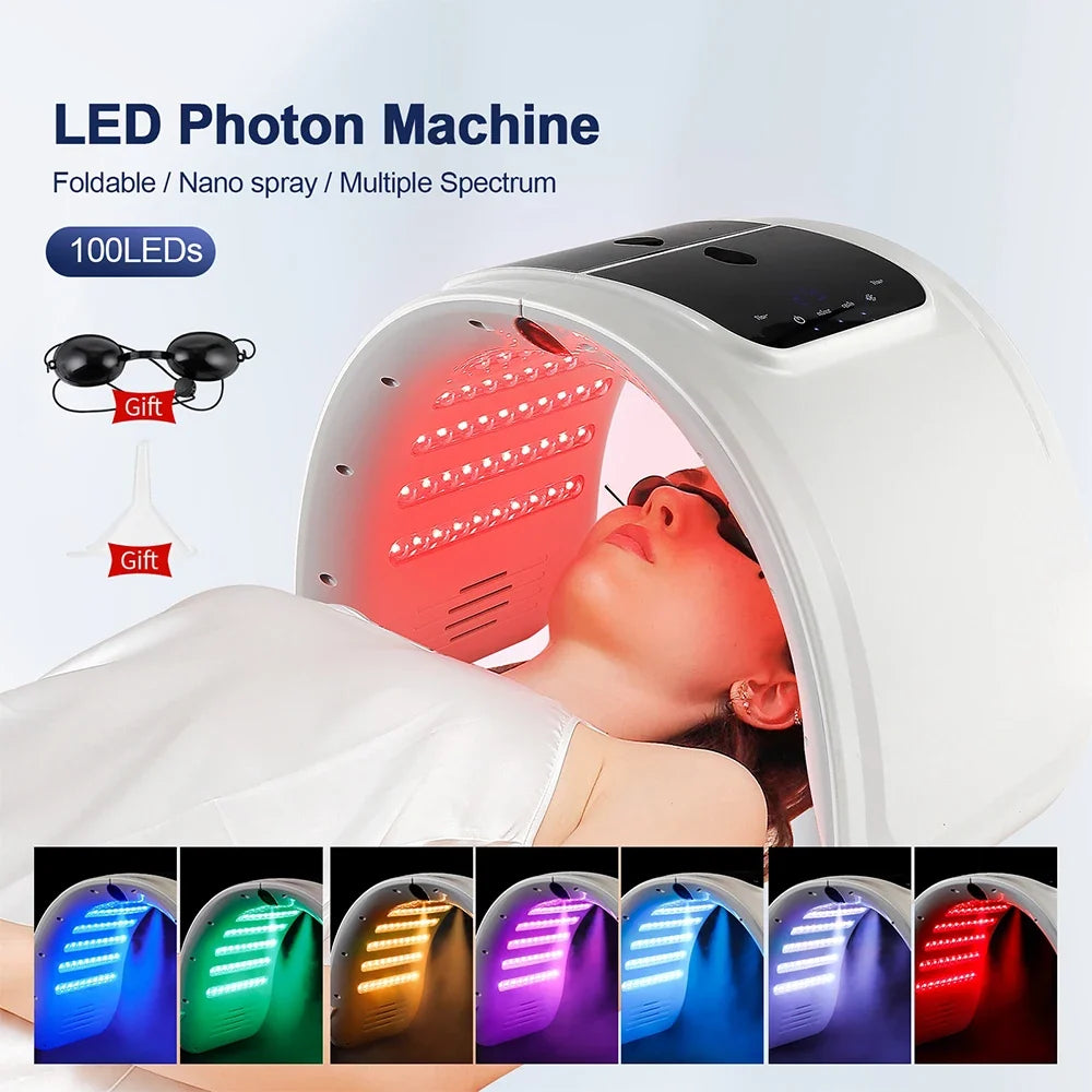 7-Color LED Photon Face Mask & Nano Spray Machine - Skin Rejuvenation Anti-Aging Household Therapy