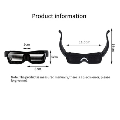 LED Bluetooth Text Glasses for DJs - USB Charging Party Gift