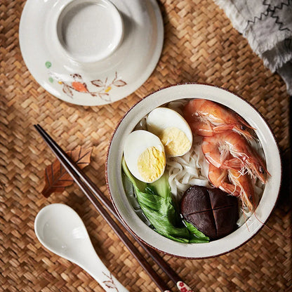 Ramen Instant Bowl With Lid Porcelain Large Capacity