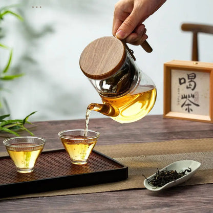 Household Magnetic Suction Floaty Cup Teapot 740ML Heat-Resistant Glass Tea Kit