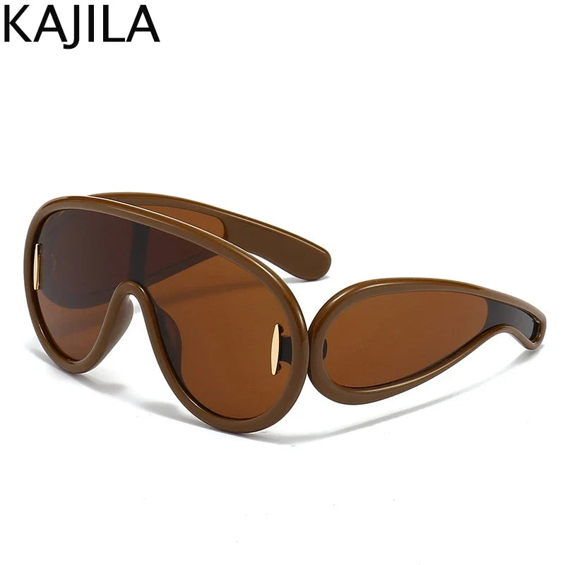 Sunglasses2026 Edition White Frame Oversized Wave Mask Goggles Y2K Punk Steampunk Eyewear TikTok Viral