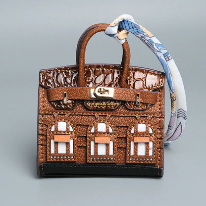 Inspired Birkin Mini Hand Bag - Platinum Bag Charm
