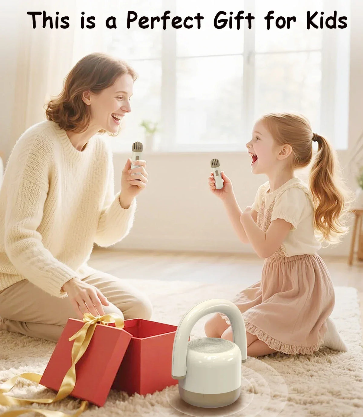 Karaoke Machine Mini Bluetooth Speaker With 2 Cordless Microphones, Holiday Gift 2025 Family Party Fun