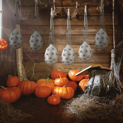 Lights Spider Hanging Egg Sacs - Glowing Halloween Decor 2025 Indoor Outdoor Spooky Party Accent