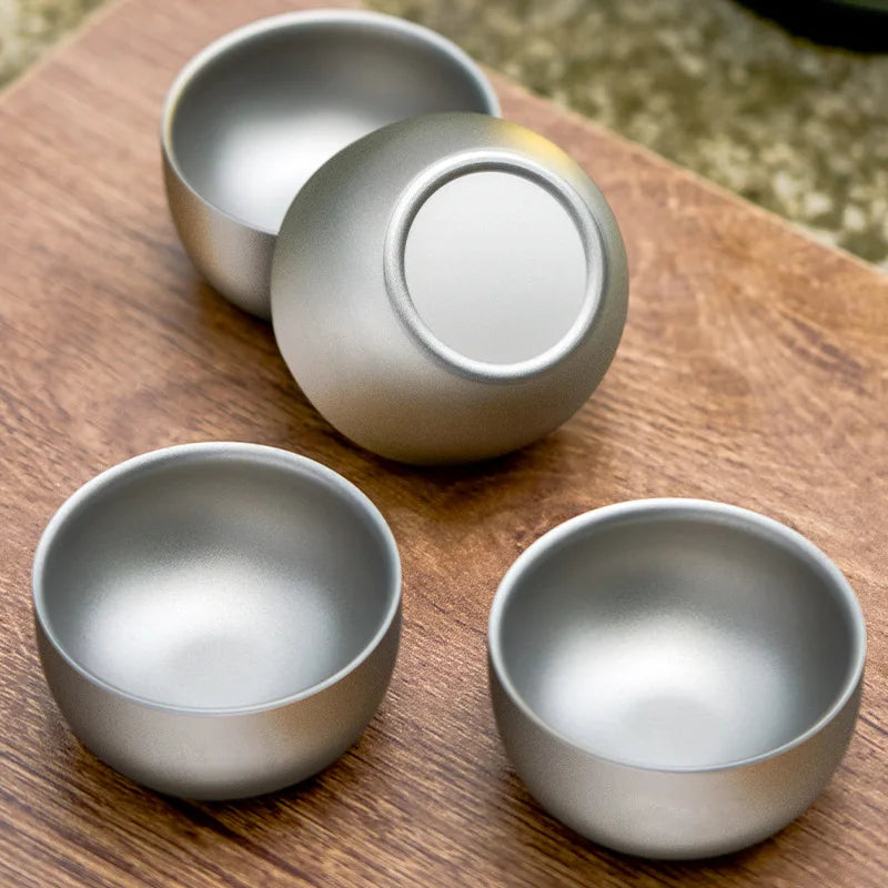 Pure Titanium Double Layer Tea Cup 50ml Camping Kit