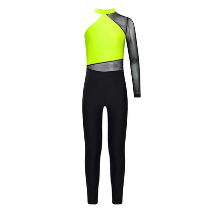 Long Sleeve, Snakeskin, Polyester, Nylon, Elastane, For Ballet, Rhythmic Gymnastics – Stretchy Girls Unitard