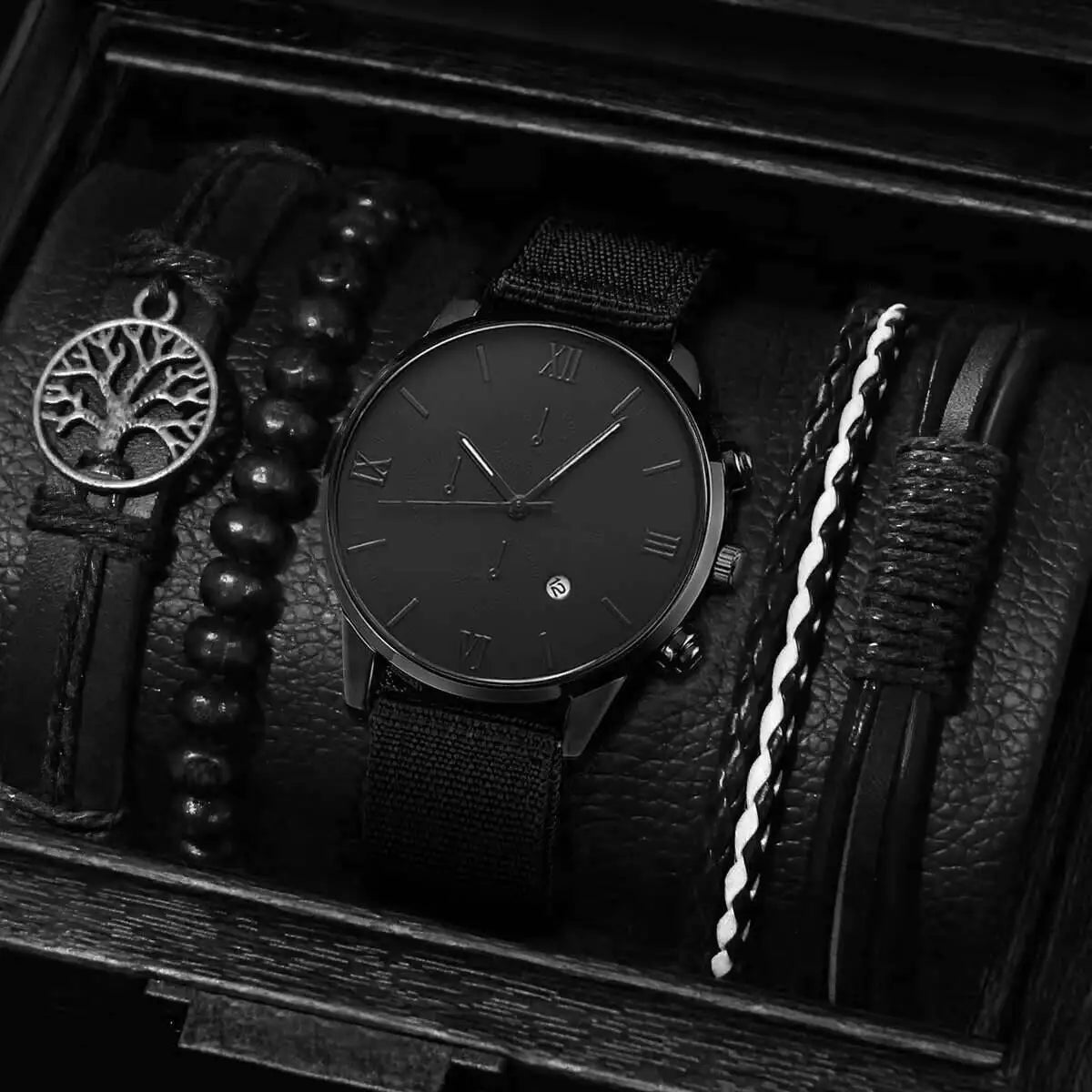 Quartz Watch And Bracelet Kit Nylon Band Casual Gift