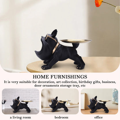 Resin Bulldog Storage Sculpture - Trendy Key Holder & Candy Tray for Household Decor