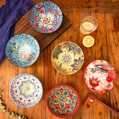 Ceramic Bohemian Rice Bowl Retro Noodle Bowl Kitchen Gift