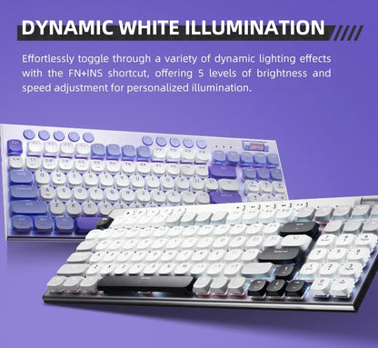Cordless Low Profile Mechanical Keyboard 98 Keys PBT