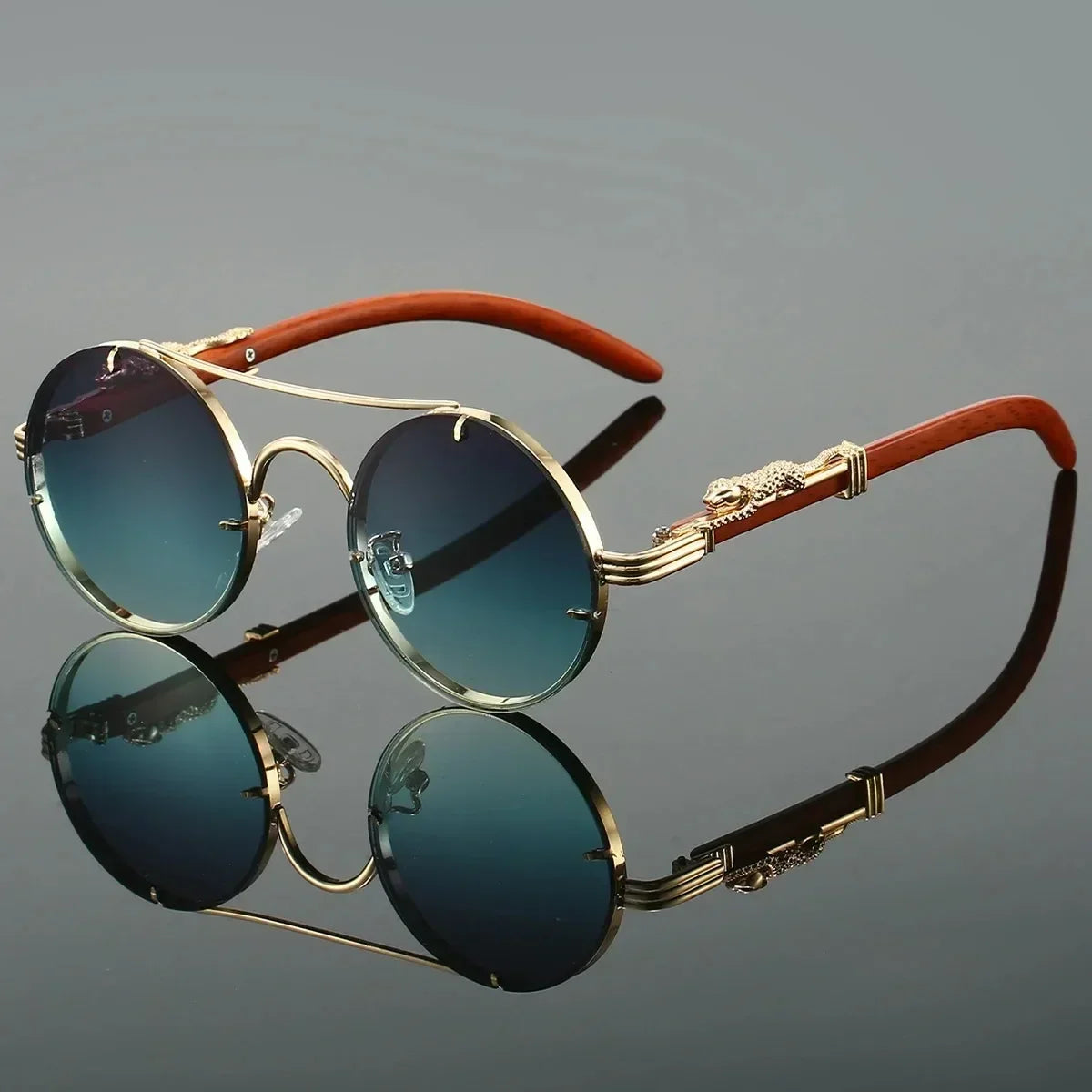 Vintage Punk Round Sunglasses Men & Women Retro Fashion Shades Deluxe Double Bridge Design