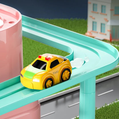 Car Adventure Track Playset for Kids - Urban Rescue Parking Lot & Puzzle Game, Preschool Gift