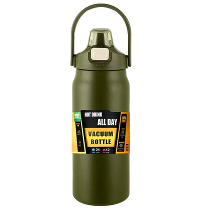 800ml Stainless Steel Thermos Mug - Travel-Friendly Vacuum Flask for Hot & Cold Drinks, Outdoor Sports Water Bottle with Straw